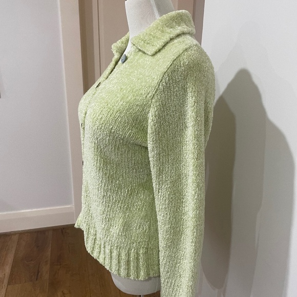 Free People Size M Light Green Chenille Cardigan Sweater - Picture 4 of 6